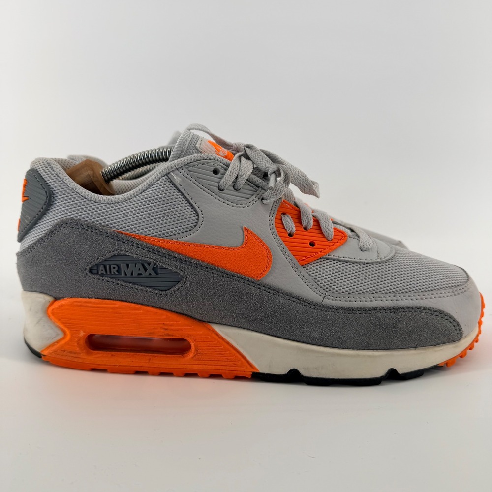 Nike Air Max 90 Wolf Grey Total Orange Mens Sneakers Running Shoes Size 11 - Picture 2 of 9
